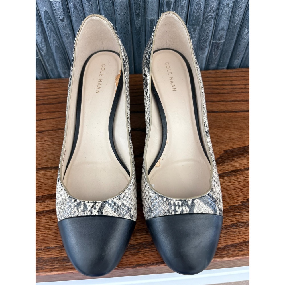Cole Haan Snakeskin Print Cap Toe Block Heel Pumps W09987 Size 8B